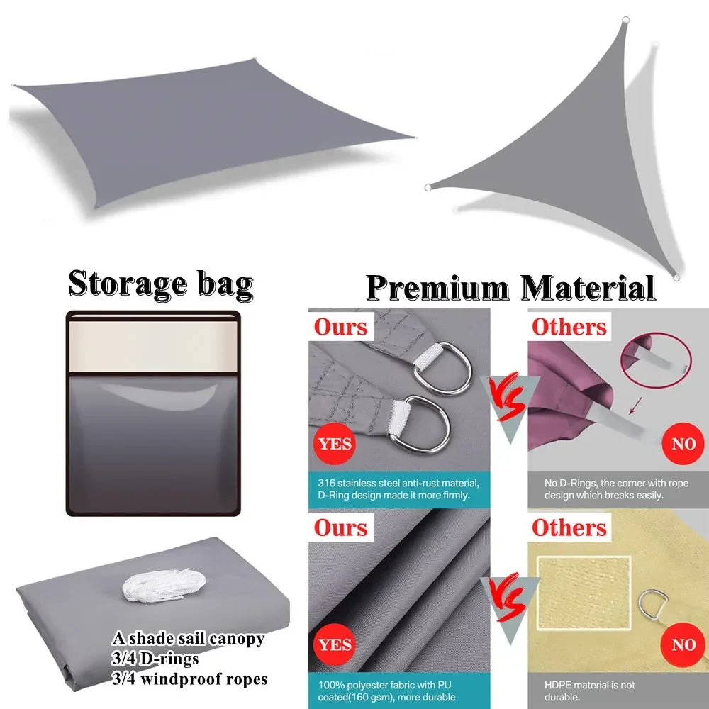 5x4M/4x6M Waterproof Large Sun Shelter Sunshade Protection Outdoor Canopy Garden Patio Pool Shade Sail Awning Camping Shade Net Peaceful Pleasures Health and Wellness