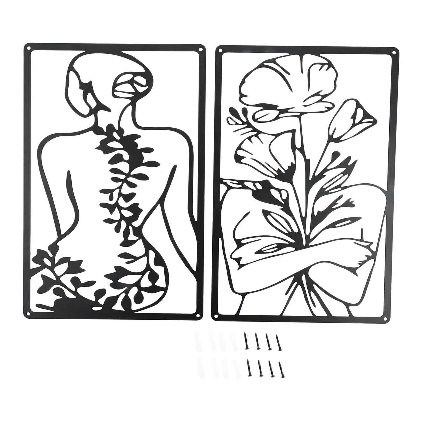 Metal Abstract Female Wall Art Set of 4 – Modern Line Art Décor