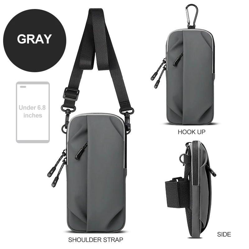 cell phone armband for running magnetic armband bags for women Mobile phone wrist stand bag for men Running racing accessories Peaceful Pleasures Health and Wellness Gray
