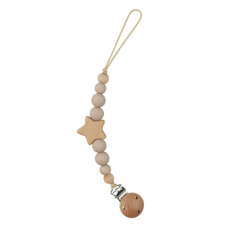 Baby Pacifier Clip Silicone Beads & Star | Teething Gift