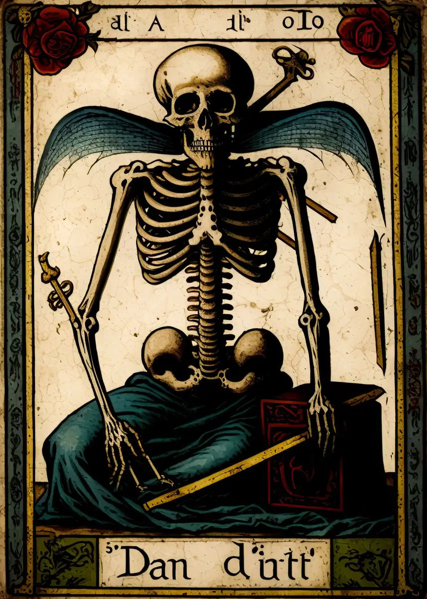 Death Tarot Card Skull Wizard Canvas Wall Art | Gothic Decor