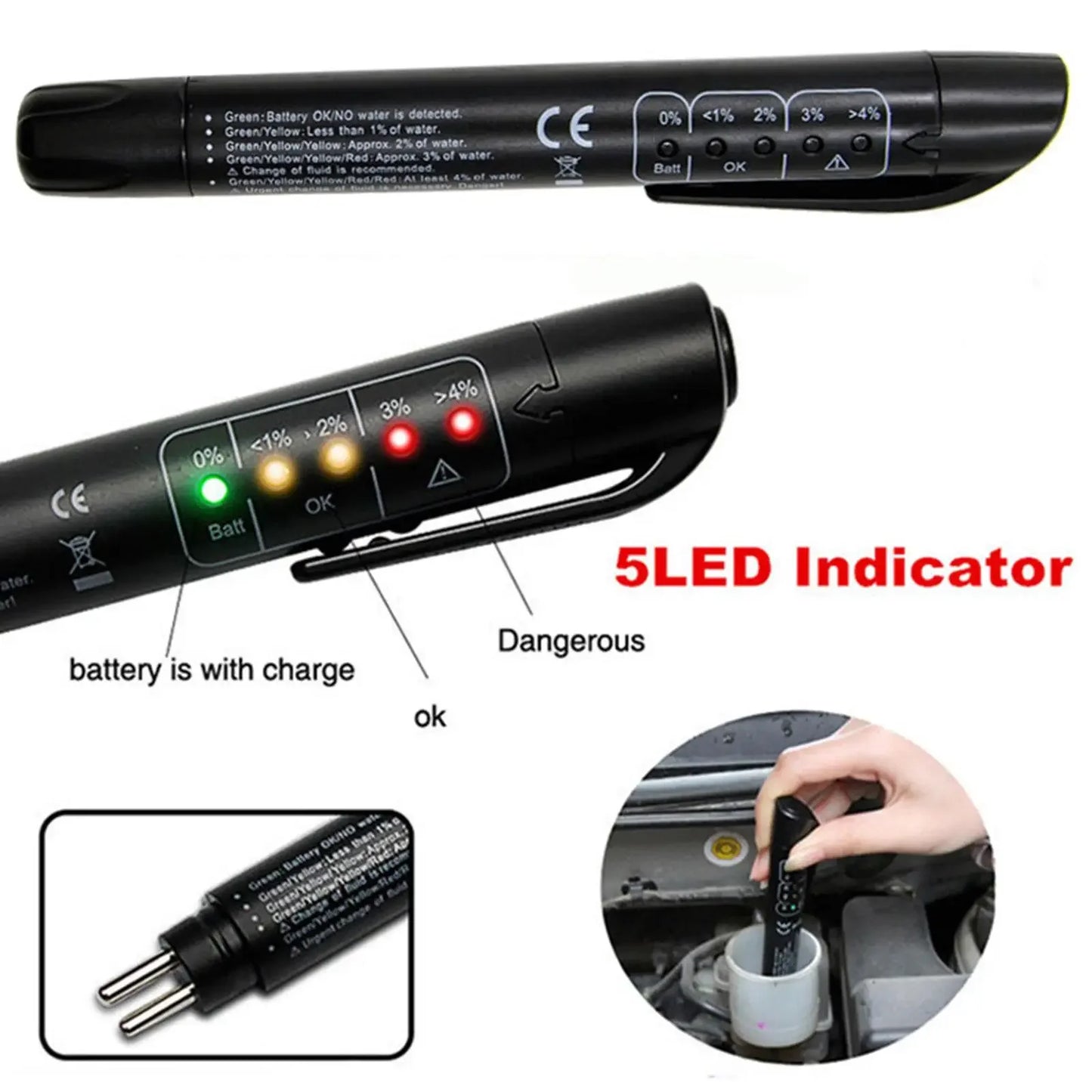 Universal Brake Fluid Tester Accurate Oil Quality Diagnostic Tools LED Indicator Liquid Testing Pen Automotive Brake Oil tester Peaceful Pleasures Health and Wellness