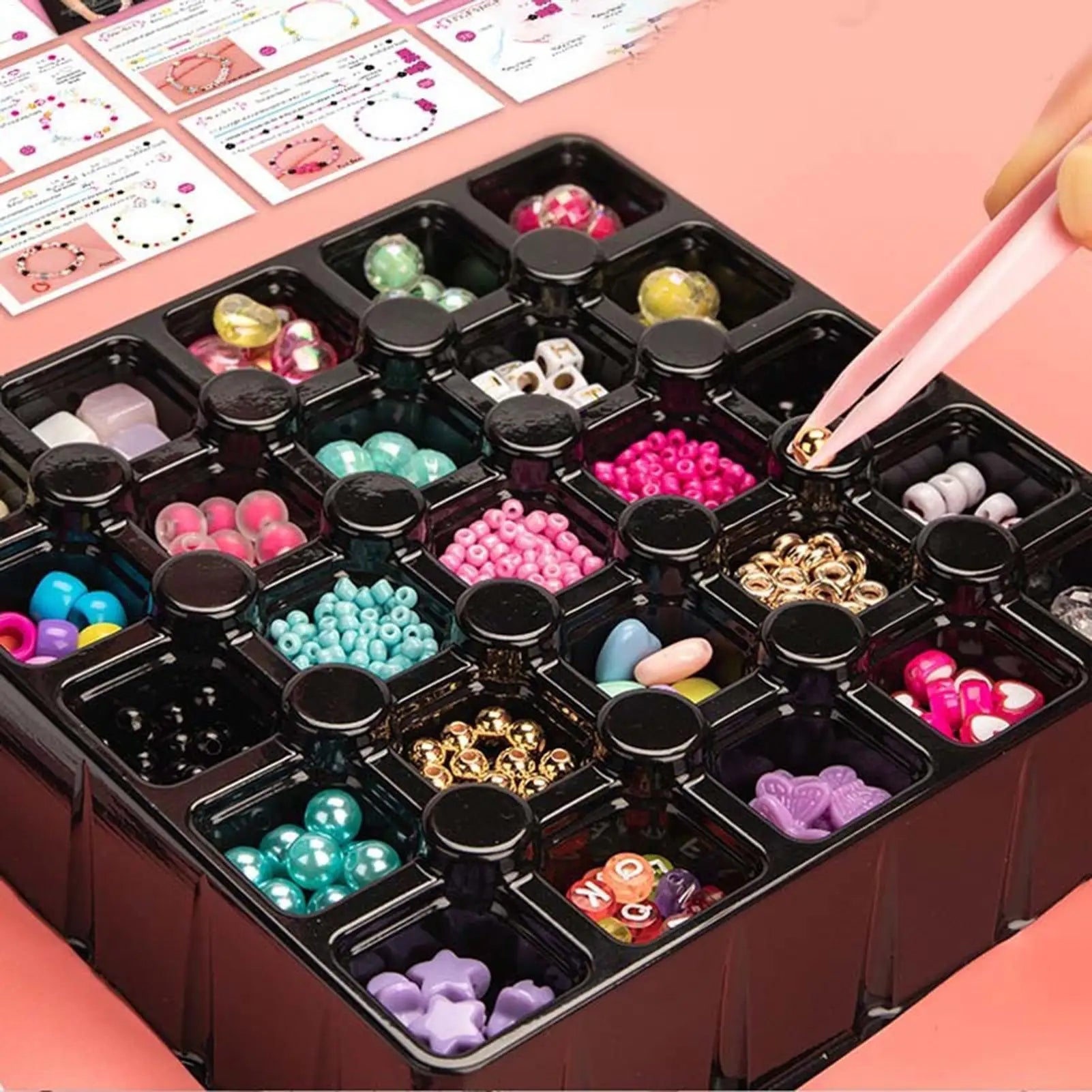 Kids Makeup Cosmetics Pretend Playing Box Jewelry Box DIY Bracelet Earrings Necklace Making Kit Christmas Girls Gift Box Peaceful Pleasures Health and Wellness