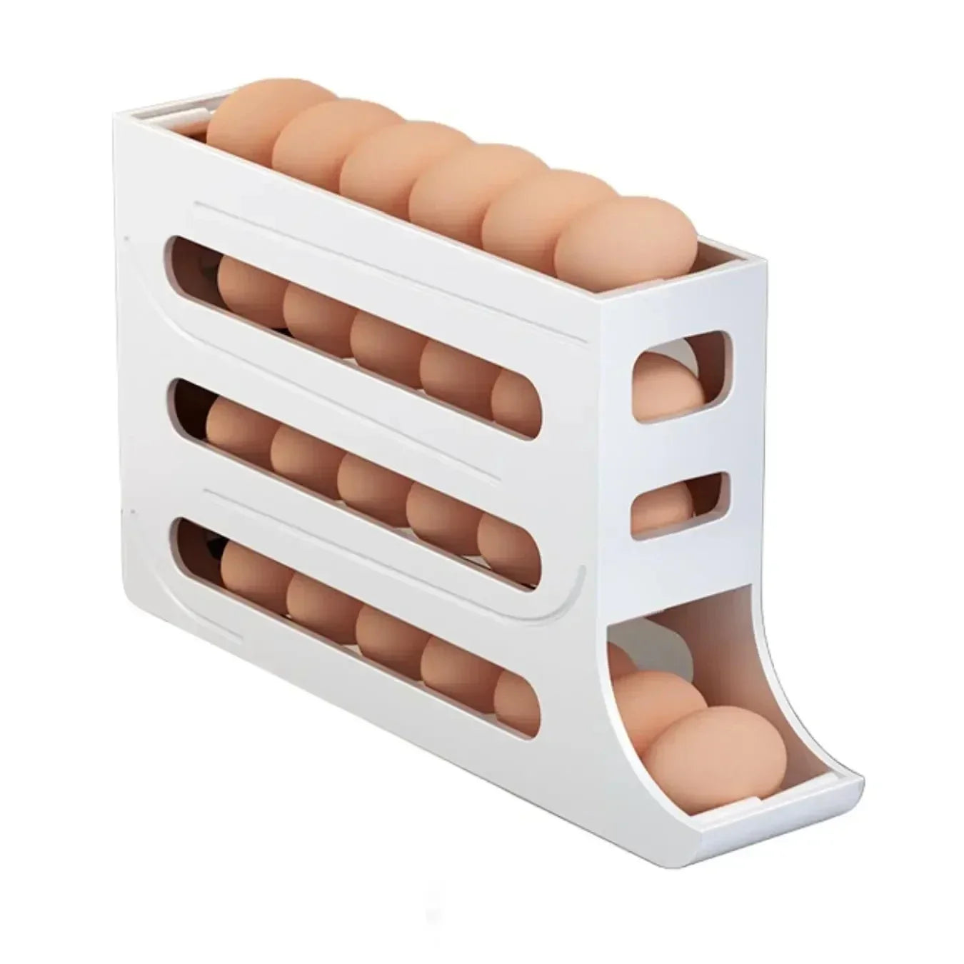 Refrigerator Egg Storage Box 4 Layers Automatic Rolling Egg Holder Kitchen Refrigerator Egg Dispenser Fridge Organizer Peaceful Pleasures Health and Wellness 1pc 3
