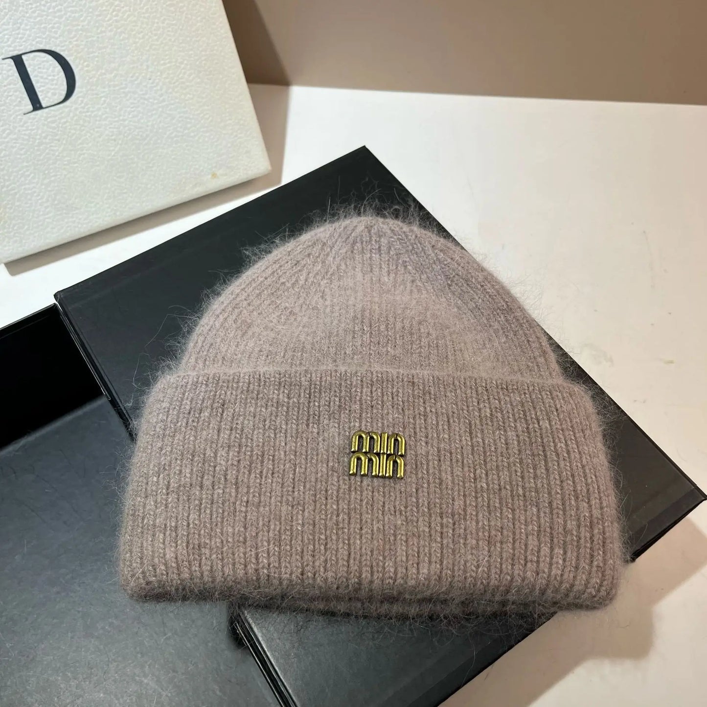 Women's Rabbit Fur Knit Beanie | Warm Winter Ear Protection Hat