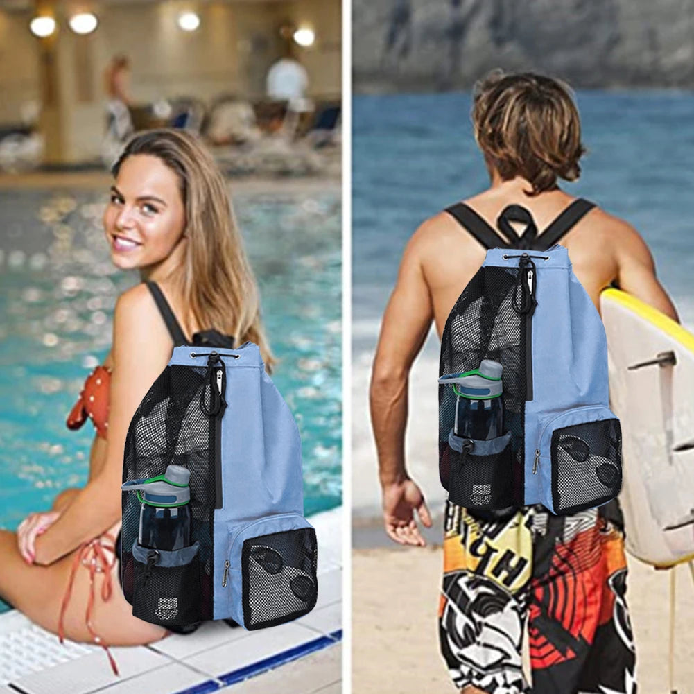 Mesh Drawstring Backpack – Waterproof Swim & Gym Bag Drawstring Bag Peaceful Pleasures Health and Wellness