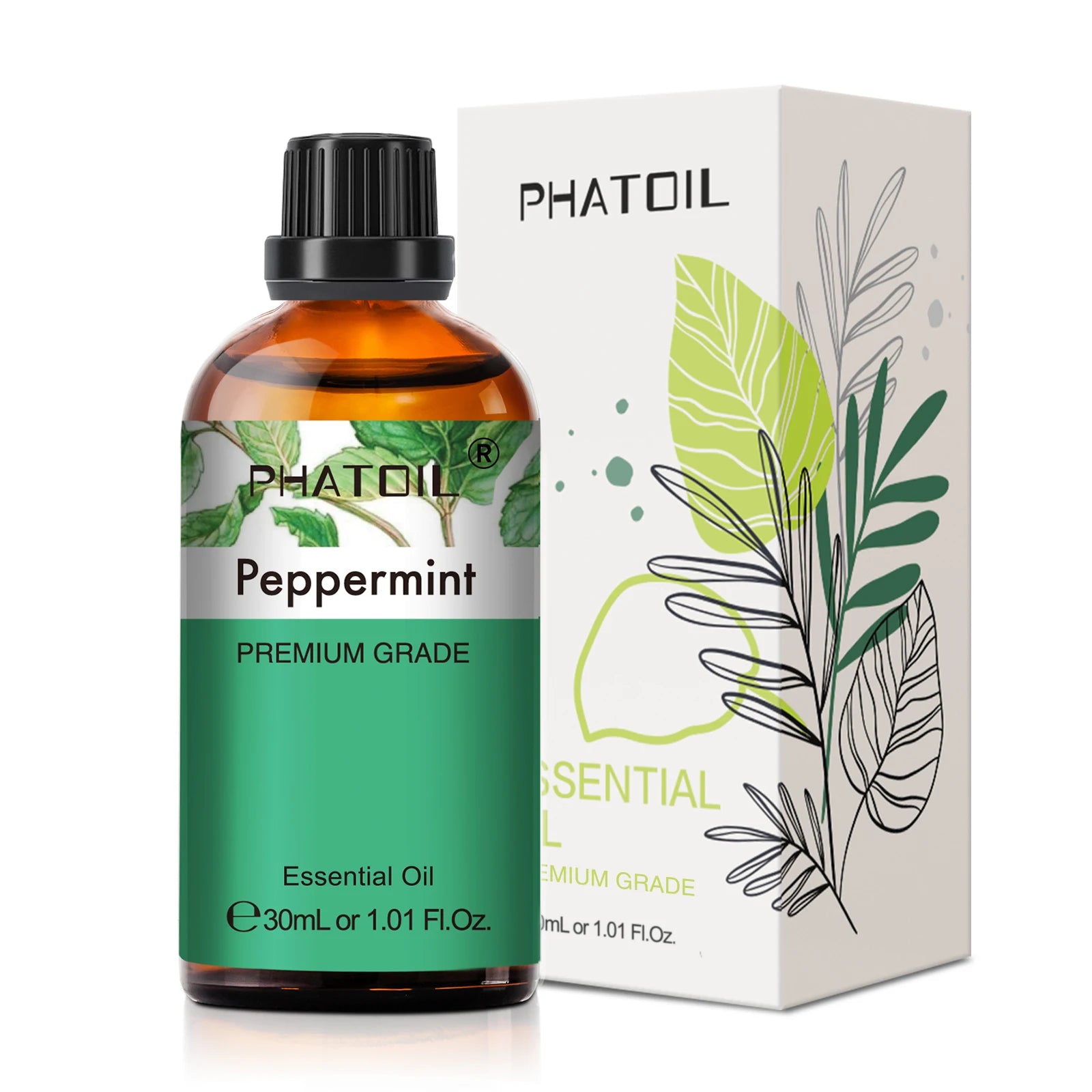 PHATOIL 1PCS 10ml/30ml/100ml Natural Peppermint Essential Oil For Aromatherapy, Diffuser,Refreshing,Massage,Candle Making Peaceful Pleasures Health and Wellness