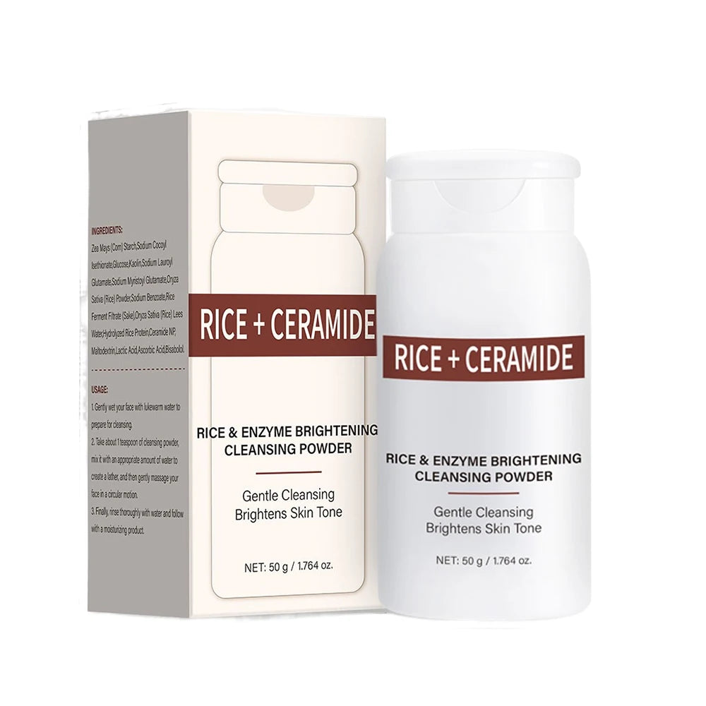 Rice Enzyme Brightening Cleansing Powder, Exfoliating Powder to Foam Cleanser, Smooth Texture,Hydrating & Gentle Skin Care 50g Peaceful Pleasures Health and Wellness 50g