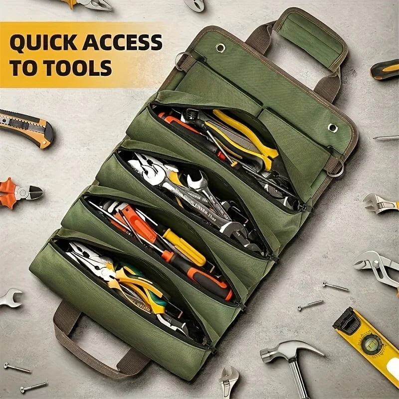 Heavy-Duty Roll-Up Tool Bag | Oxford Fabric Tool Organizer