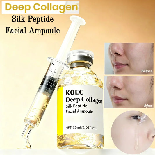 Deep Collagen Silk Peptide Facial Ampoule Serum 30ml Korean Essence Injector Reduce Fine Lines Firms Moisturize Collagen Essence Peaceful Pleasures Health and Wellness