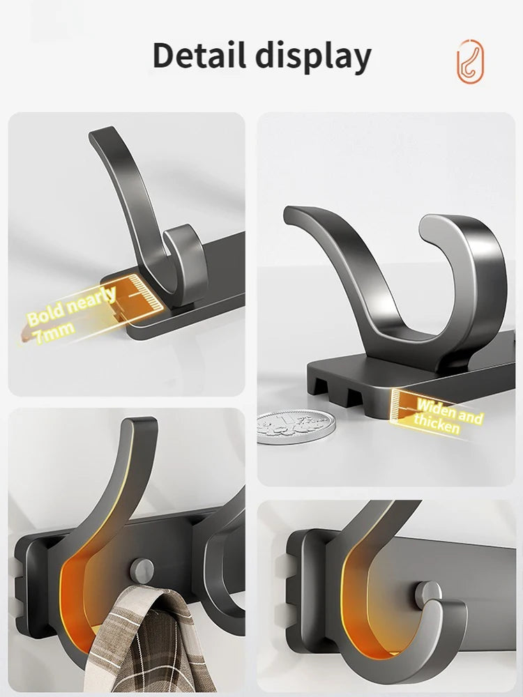 6-Hook Wall Mounted Aluminum Towel & Hat Rack | Door Hook
