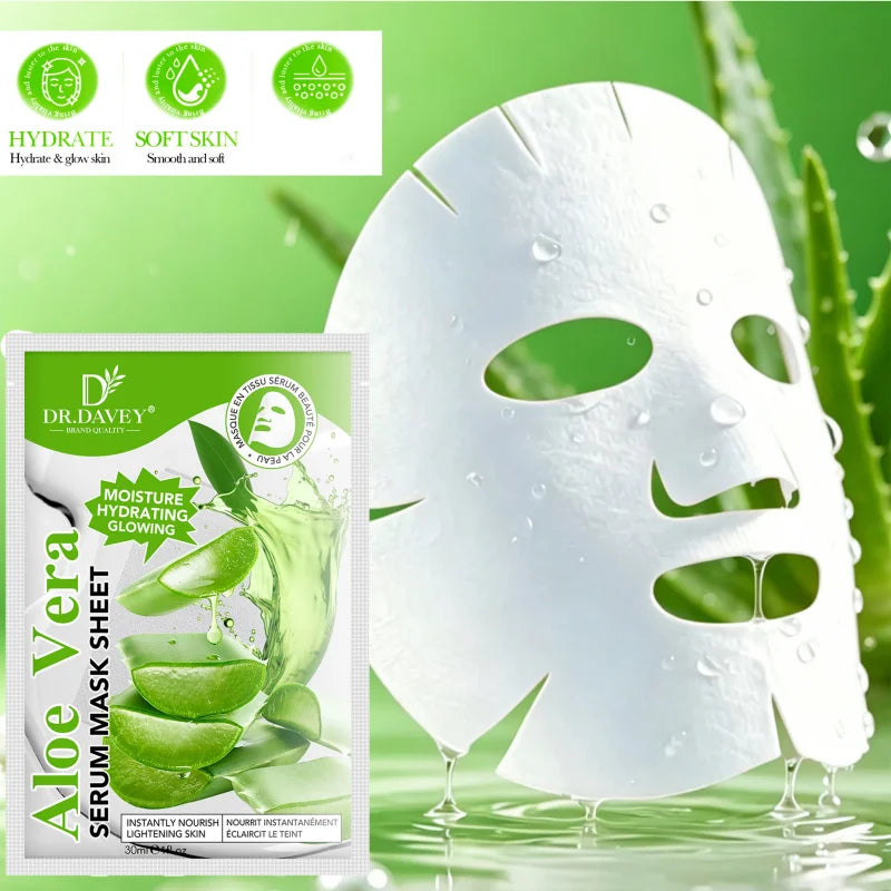 Aloe Vera Serum Facial Mask Sheet Facial Care Moisturizing and Tender Skin Easy to Absorb Portable 10 Tablets/Box Peaceful Pleasures Health and Wellness