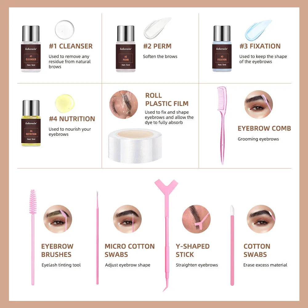 Semi-permanent Brow Lift Perming Brow Lamination Kit Professional With Cling Film Nutrition Keratin Perming Lotion For Home Use Peaceful Pleasures Health and Wellness