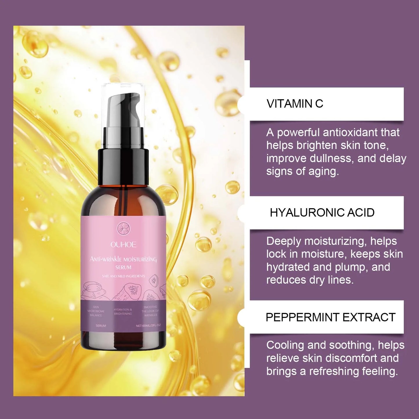 OUHOE Hyaluronic Acid Face Serum – Deep Moisturizing 60ml