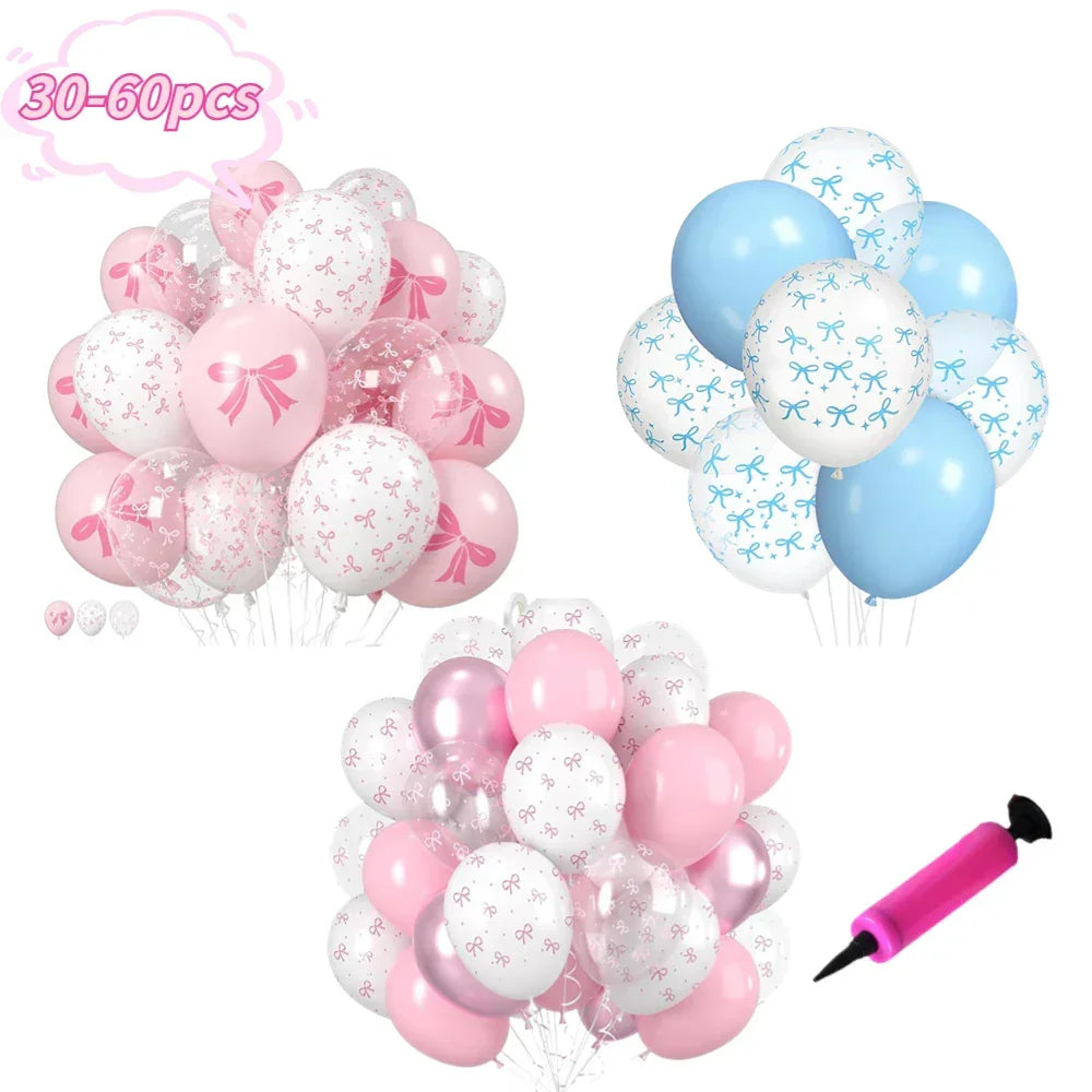 60/35/30pcs Bow Theme Latex Balloons 12 Inches White Pink Bowknot Print, for Girls Birthday Party Baby Shower Wedding Decor Peaceful Pleasures Health and Wellness