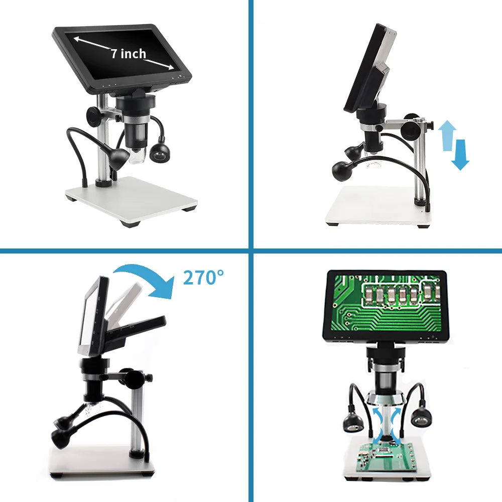 7-Inch High-Definition Electron Microscope Pcba Repair Magnifying Glass Coin Identification Digital Microscope Peaceful Pleasures Health and Wellness