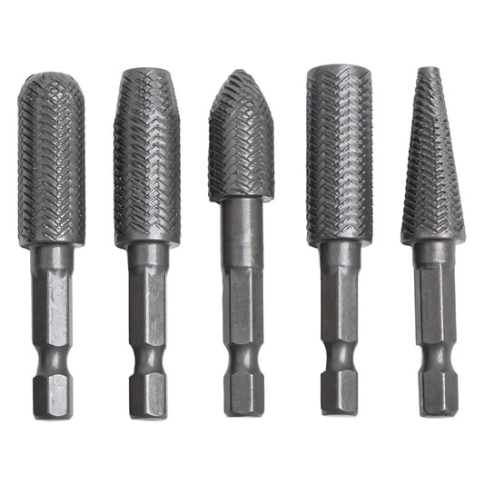 5-Piece Hex Shank Rotary Rasp Burr Set – Grind, Mill & File Steel Rotary Rasp Bit Set Oasis Select 5pcs
