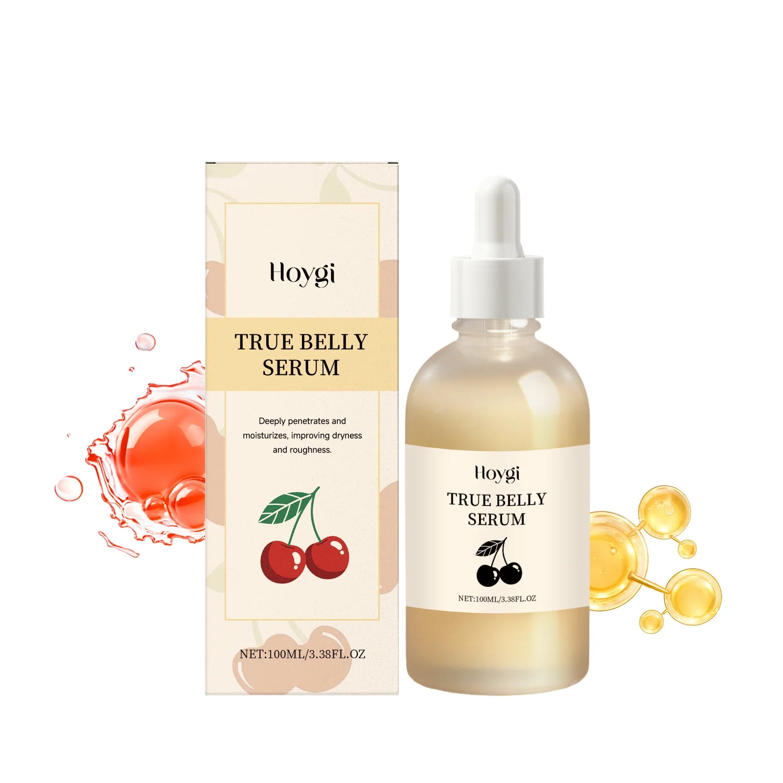 Cherry Belly Serum for Belly Tightening Improves Skin Elasticity Nourishing Dryness Roughness Enhances Body Contour Body Serum Peaceful Pleasures Health and Wellness 100ml boxed