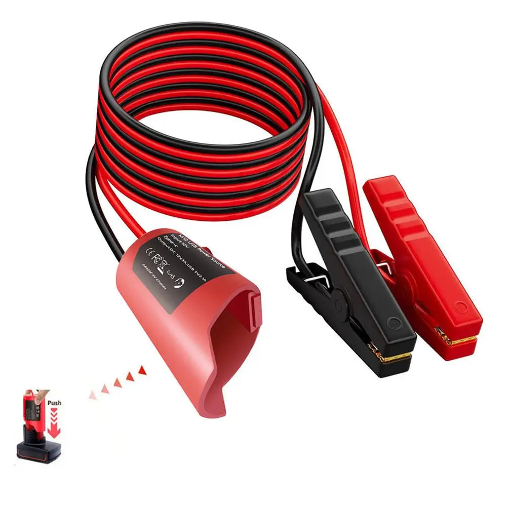 Milwaukee M12 Jump Start Cable 12AWG 1.8m with Alligator Clips