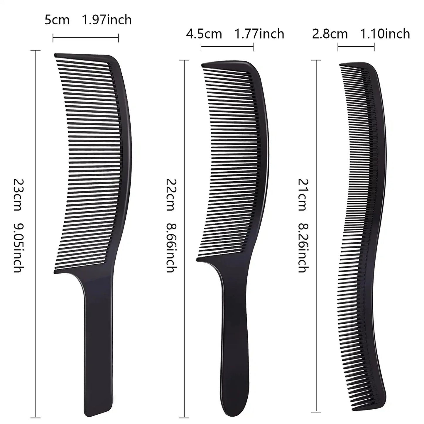3Pcs Curved Haircutting Comb Set Heat-resistant Haircut Clipper Comb Professional Salon Barbershop Hairdresser Tools Accessories Peaceful Pleasures Health and Wellness Set CN