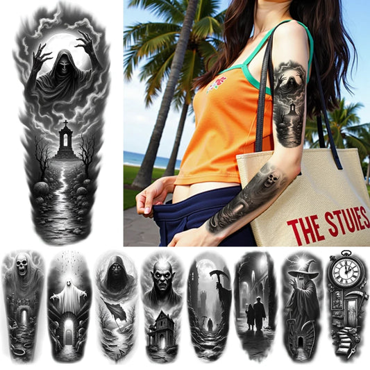 3-Pack Gothic Temporary Tattoos – Waterproof Dark Symbol Body Art Temporary Tattoo Stickers Oasis Select