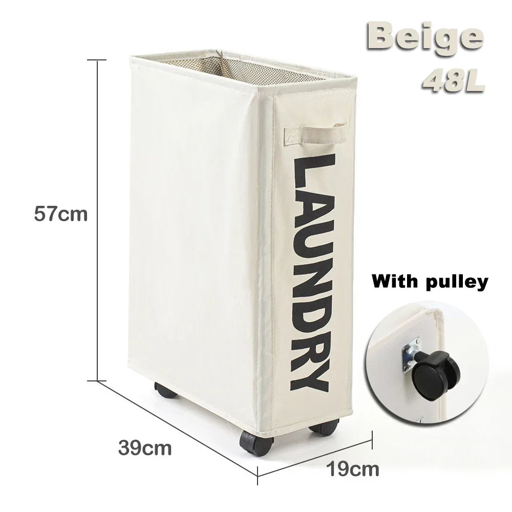 Foldable Laundry Basket with Wheels – Oxford Clothes Storage Box