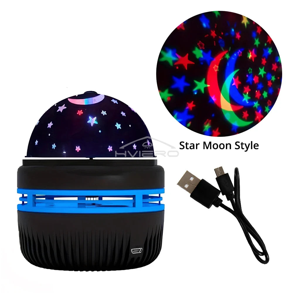 Galaxy Night Light Projector – Rotating Starry Sky USB LED