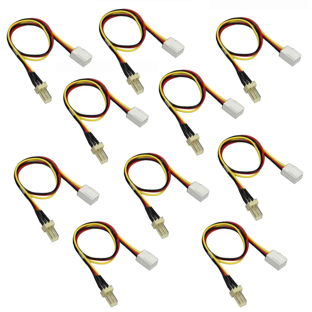 10-Pack 12V 3-Pin PC Fan Extension Cable 26cm – CPU GPU Cooler