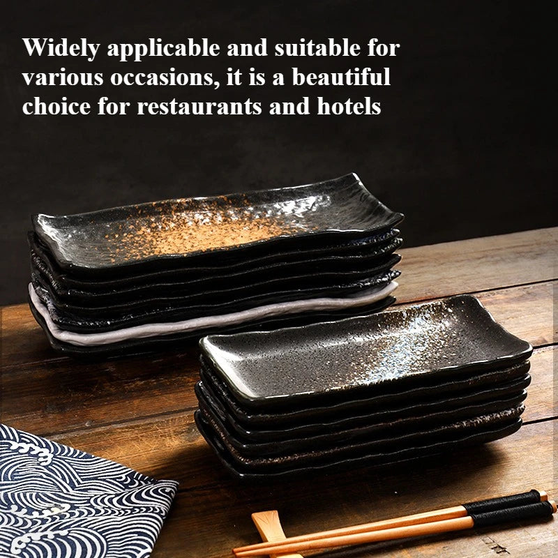 Creative 8-inch Rectangular Ceramic Sushi Plate Ideal for Japanese Cuisine and Dessert Display in Special Restaurants and Homes Peaceful Pleasures Health and Wellness