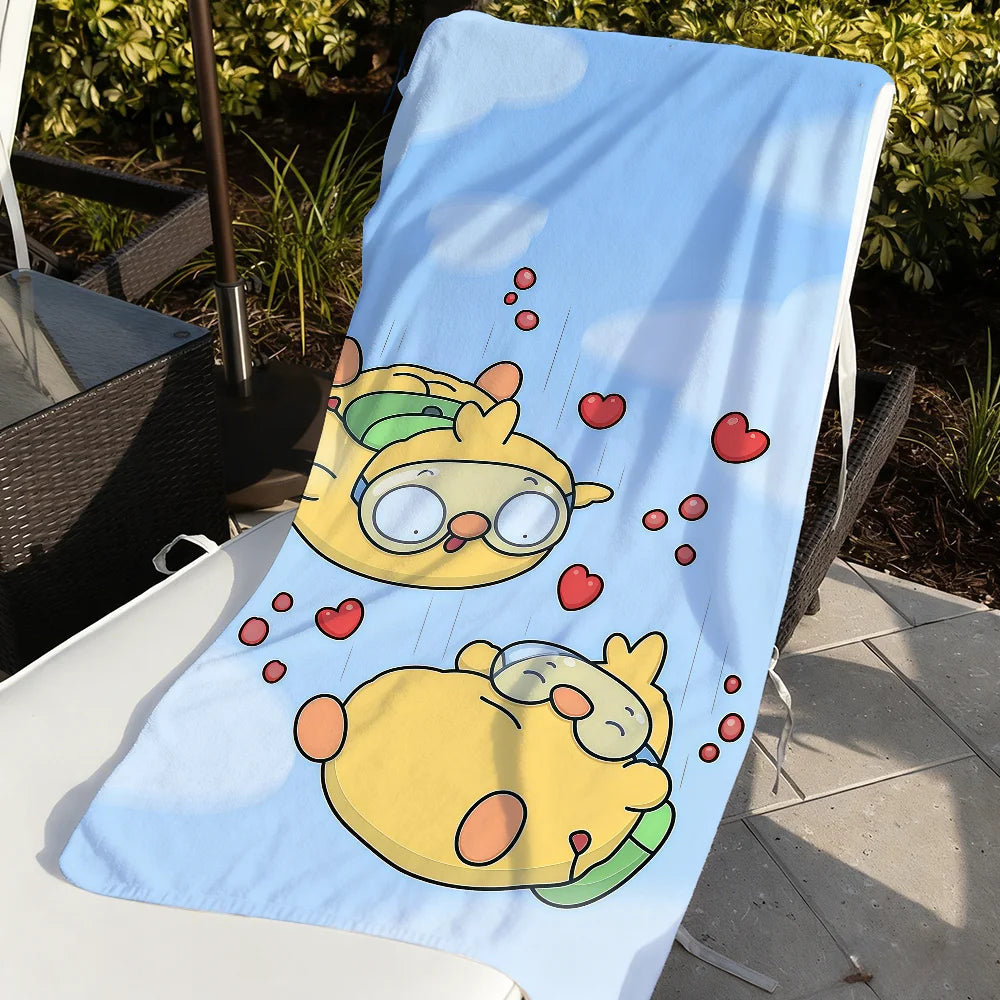 Cartoon Print Quick-Dry Beach & Bath Towel | Multi-Use Beach Bath Towel Peaceful Pleasures Health and Wellness