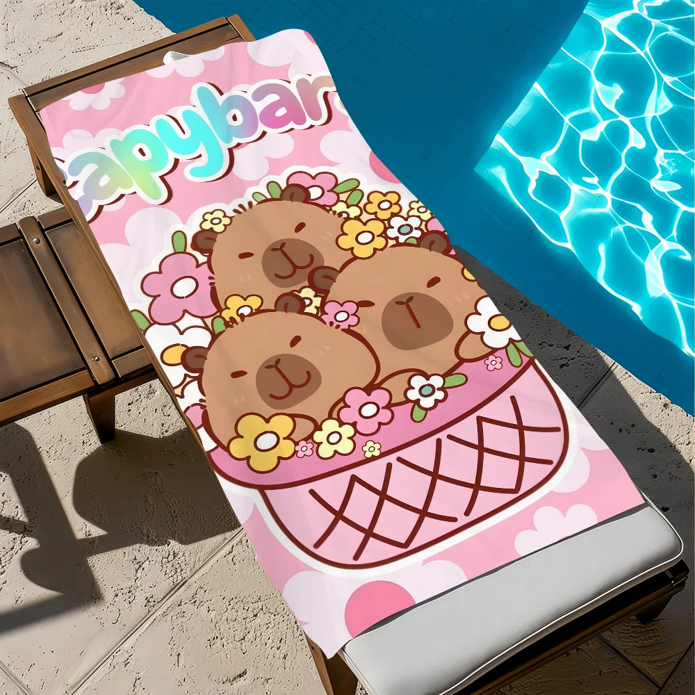 Carpincho Cartoon Quick-Dry Beach Towel | Soft, Lightweight Quick-Dry Beach Towel Peaceful Pleasures Health and Wellness z5 STJ70x140CM
