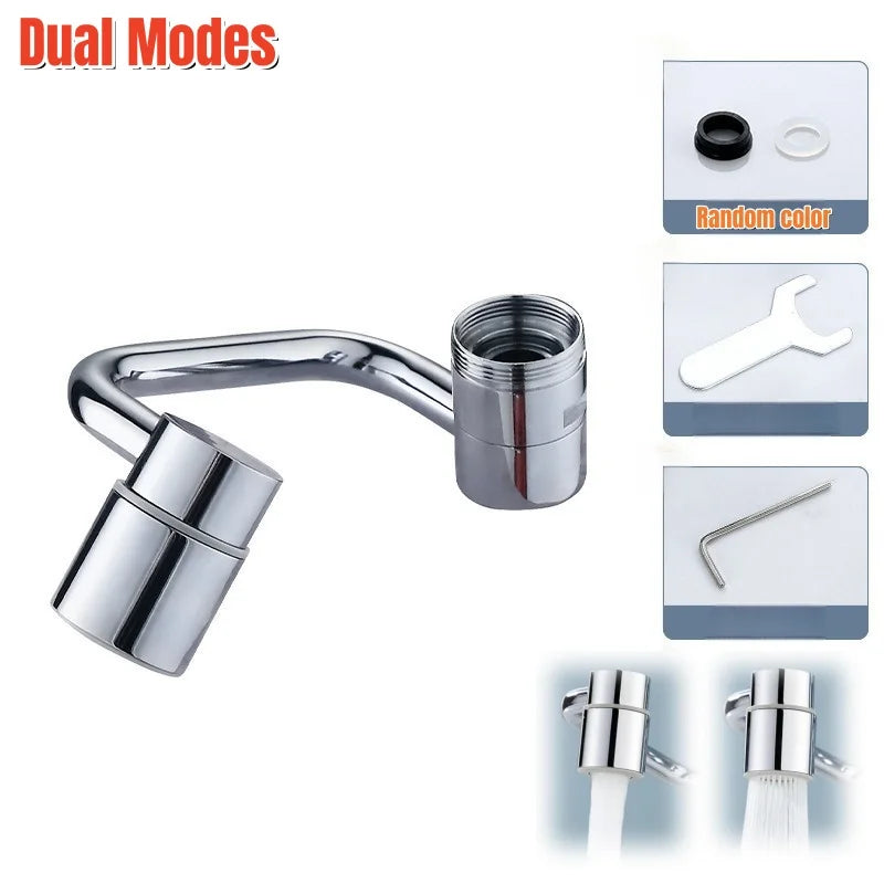 Full 1080° Swivel Kitchen Faucet Extender Universal 22mm/24mm Thread Alloy Faucets Aerator Splashproof Bathroom Sink Accessories Peaceful Pleasures Health and Wellness Dual Modes