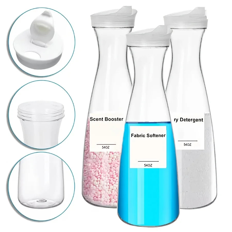 Clear Laundry Detergent Dispenser Container – 54 oz Liquid Soap Organizer (2 or 3 Pack)