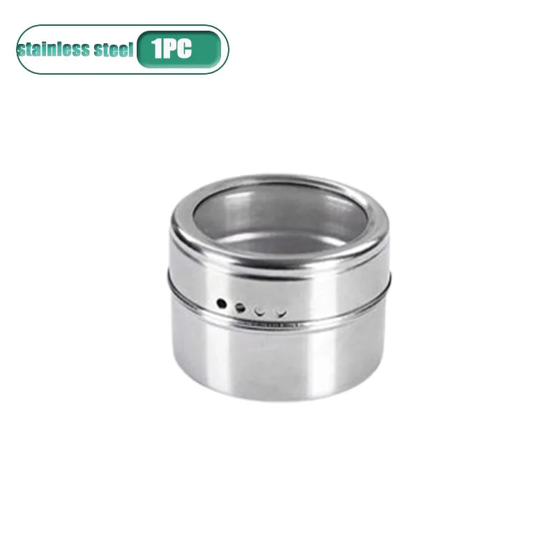 Magnetic Stainless Steel Spice Jars | Wall Mount BBQ Seasoning