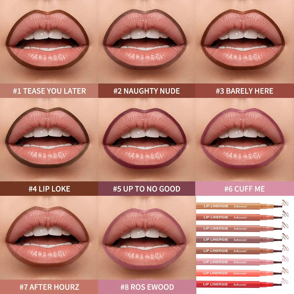 Lip Lingerie Long Lasting Waterproof Lip Liner Stain 8 Colors Transfer Proof Smudge Resistant Color No Bleed Formula Cosmetics Peaceful Pleasures Health and Wellness