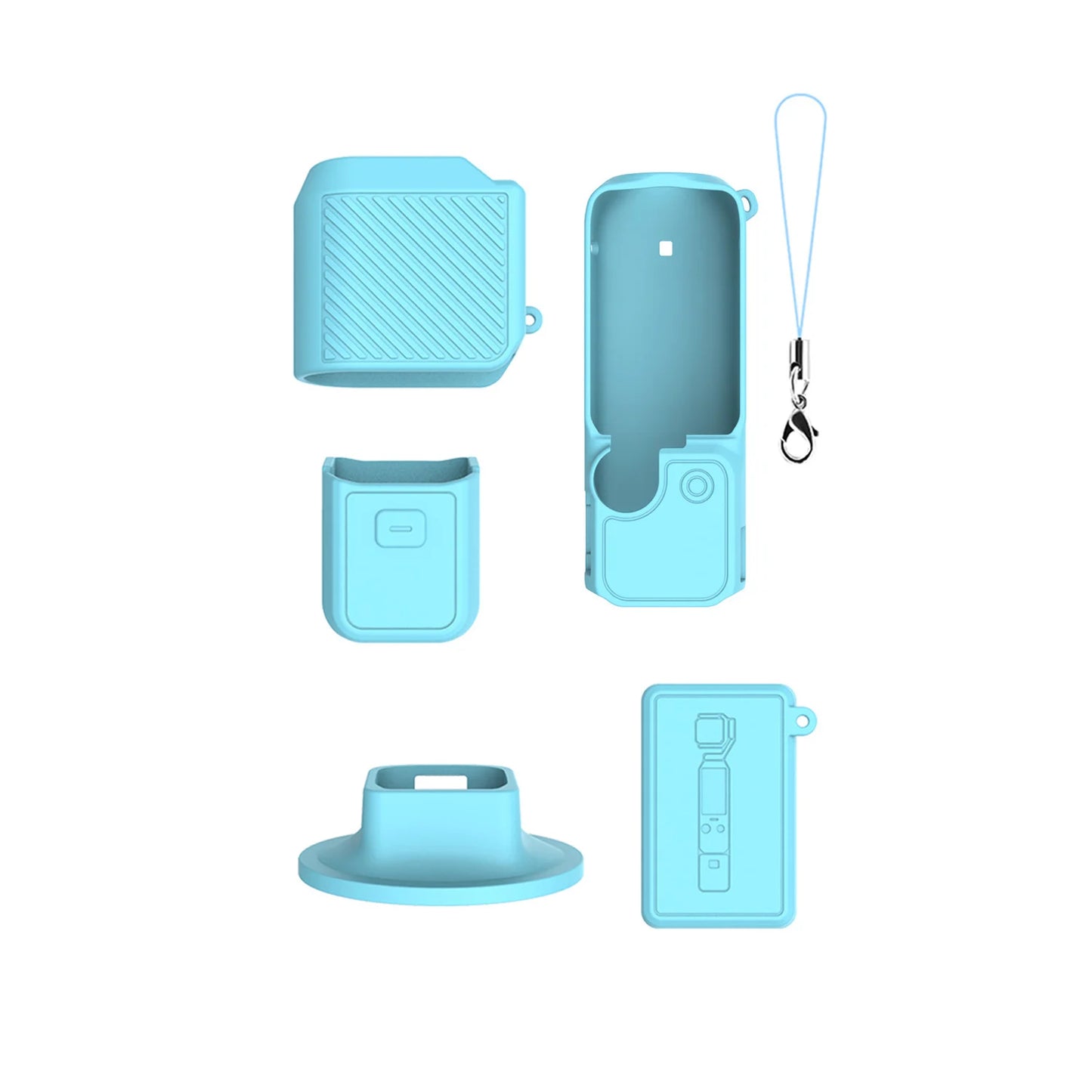 Soft Silicone Case For DJI Pocket 4 With Base Stand And Wrist Strap Thick Shockproof Cover Non-Slip Design For Secure Handling Peaceful Pleasures Health and Wellness Blue
