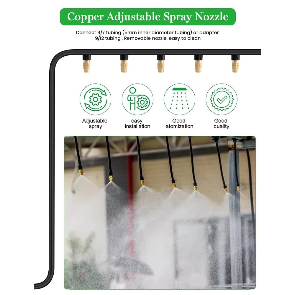 10pcs 4/7PVC Outdoor Misting Cooling System Garden Irrigation Watering 1/4'' Brass Atomizer Adjustable Garden Micro Sprinklers Peaceful Pleasures Health and Wellness