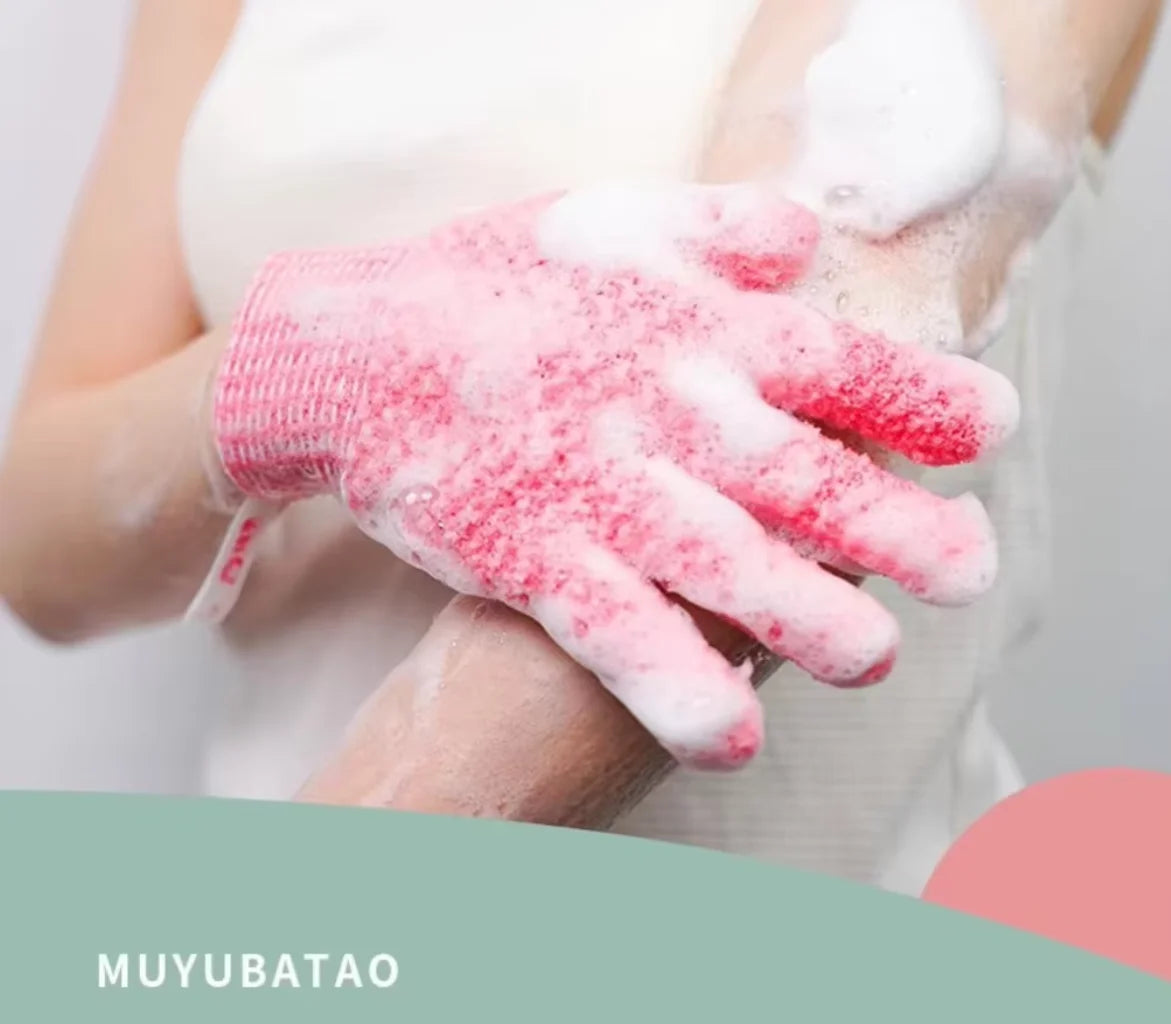 Shower men's and women's exfoliating gloves, dual texture body scrub gloves, dead skin remover suitable for home SPA massage (1 Peaceful Pleasures Health and Wellness