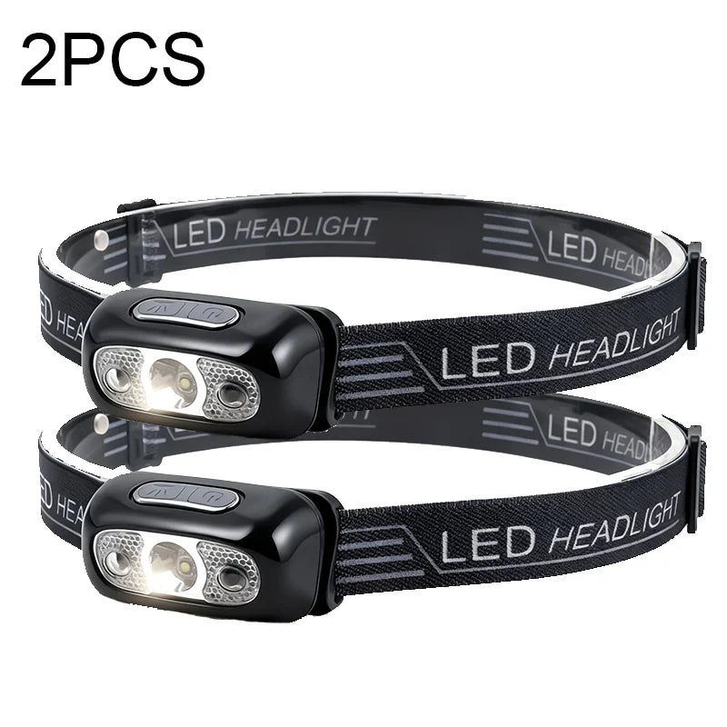 LED Sensor Headlamp USB Rechargeable – 8 Modes, Waterproof