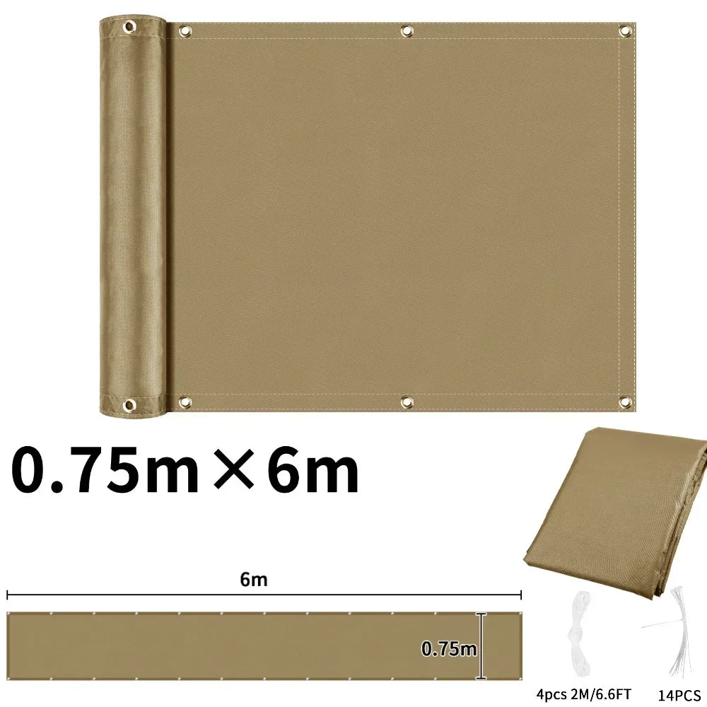 Balcony Privacy Screen Patio Fence Screen for Balcony Cover Waterproof Garden Sunshade Cloth with Grommets UV Protection Shelter Peaceful Pleasures Health and Wellness Sand 75x600CM
