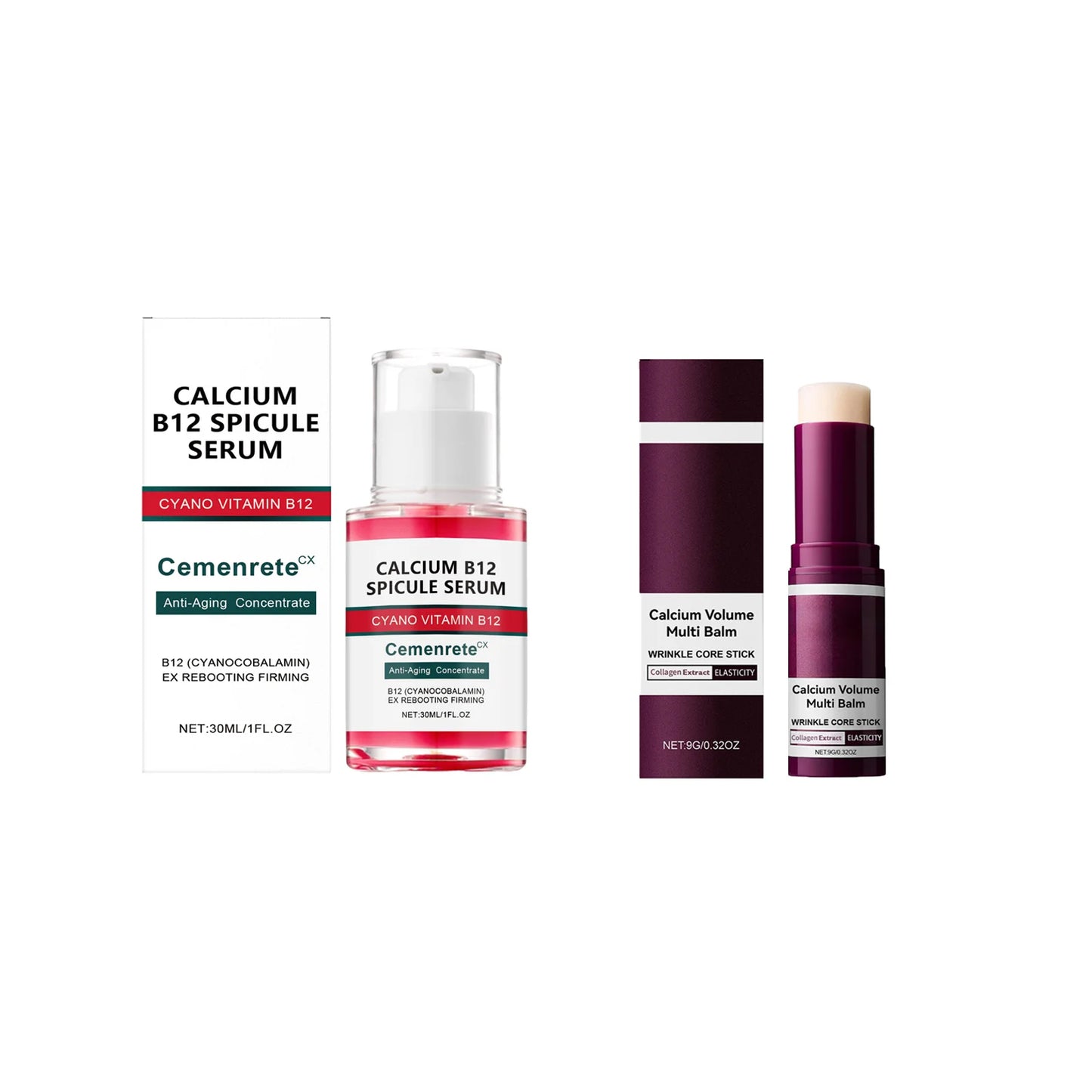 Calcium Anti-Aging Skincare Set – Serum, Eye Patches & Balm