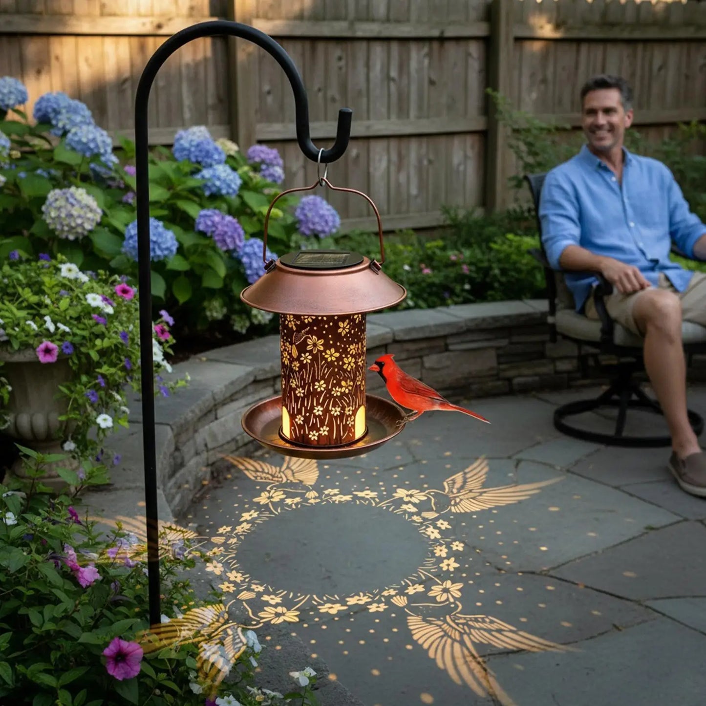 Solar Powered Bird Feeder Lantern | Waterproof Metal Garden Light Solar Bird Feeder Peaceful Pleasures Health and Wellness