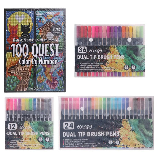 Cartoon Activity Color Painting Book Educational Paper Double-Sided Watercolor Pencil Digital Filling Hand Painted Peaceful Pleasures Health and Wellness