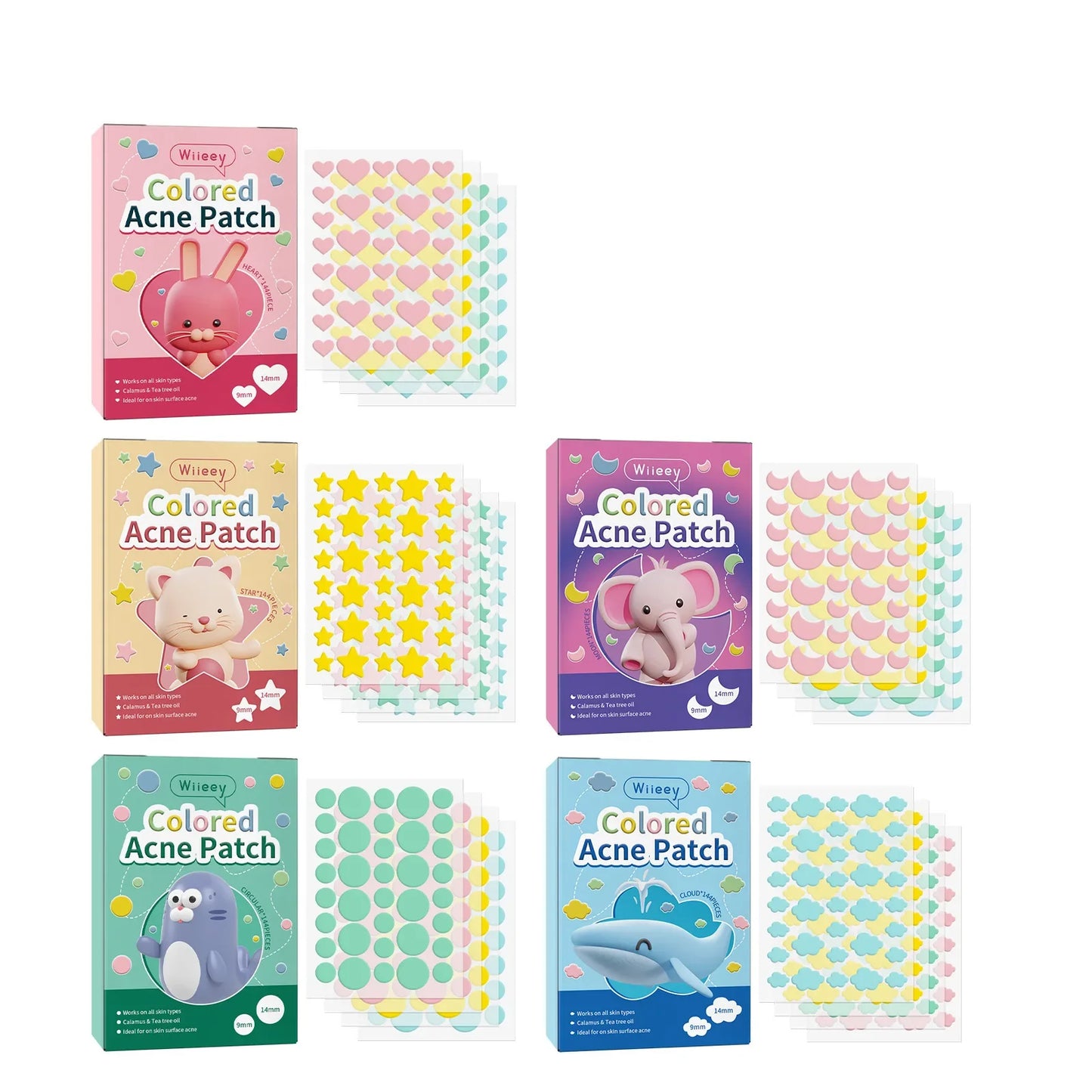 Wiieey Star Acne Patches – Colorful Pimple Stickers 144–288pc