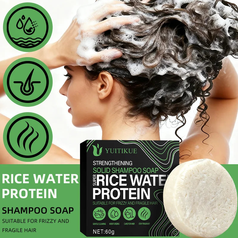 YUITIKUE Rice Protein Shampoo Bar | Frizzy & Fragile Hair 60g Solid Shampoo Bar Peaceful Pleasures Health and Wellness