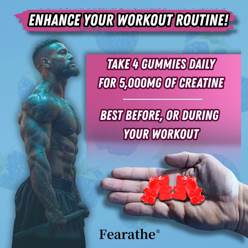 Creatine Monohydrate Gummies - Boost Energy, Build Muscle Mass, and Improve Athletic Performance, Supports Mood Health Peaceful Pleasures Health and Wellness