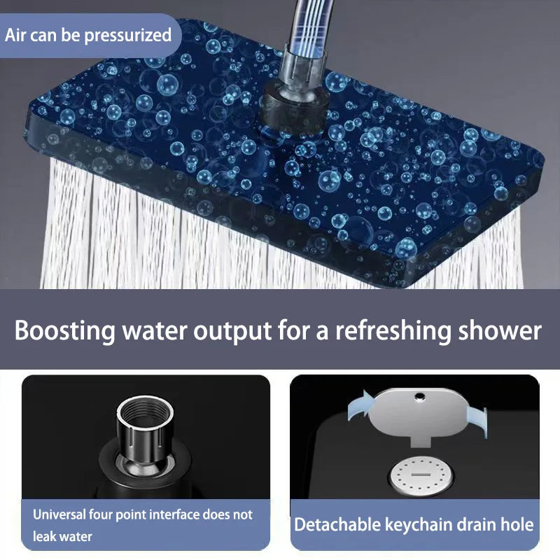 High-Pressure Square Rainfall Shower Head Set – Universal Fit