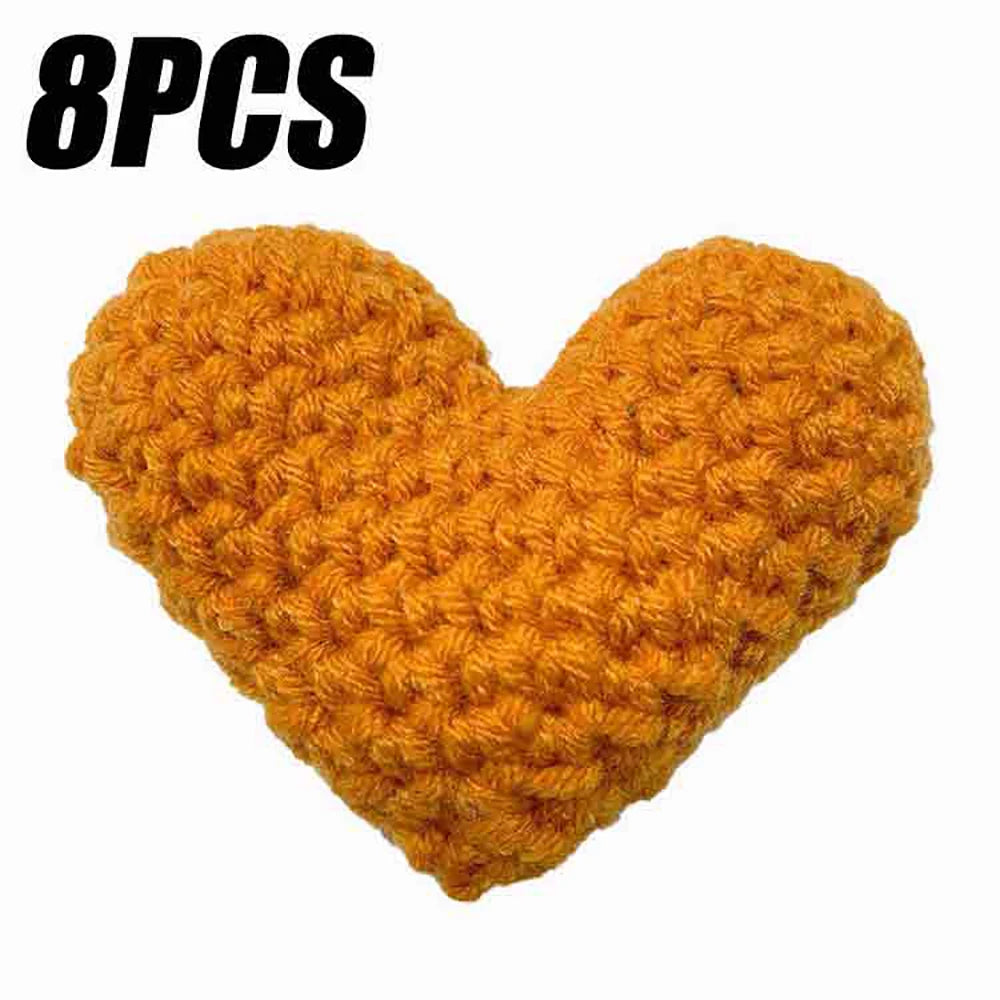 Handmade Crochet Heart Appliques 8 Pcs | Wool DIY Craft Hearts