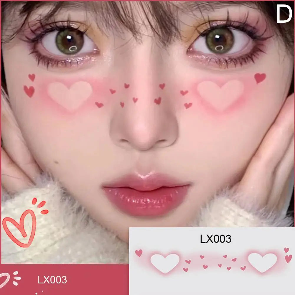 Cute Love Heart Face Temporary Tattoo Stickers – Waterproof Eye Shadow & Makeup Stickers for Party & Festival Looks Peaceful Pleasures Health and Wellness D