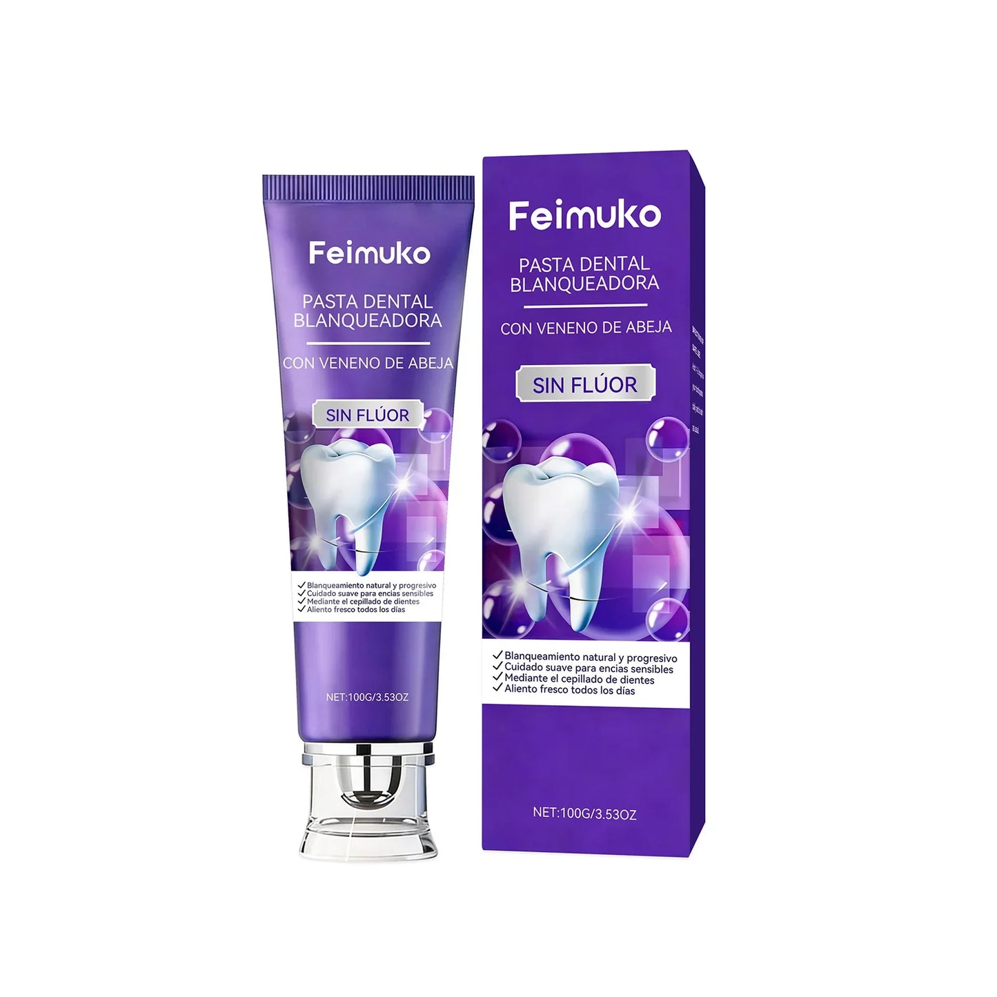 FEIMUKO Purple Whitening Toothpaste – Bee Venom & Enamel Care